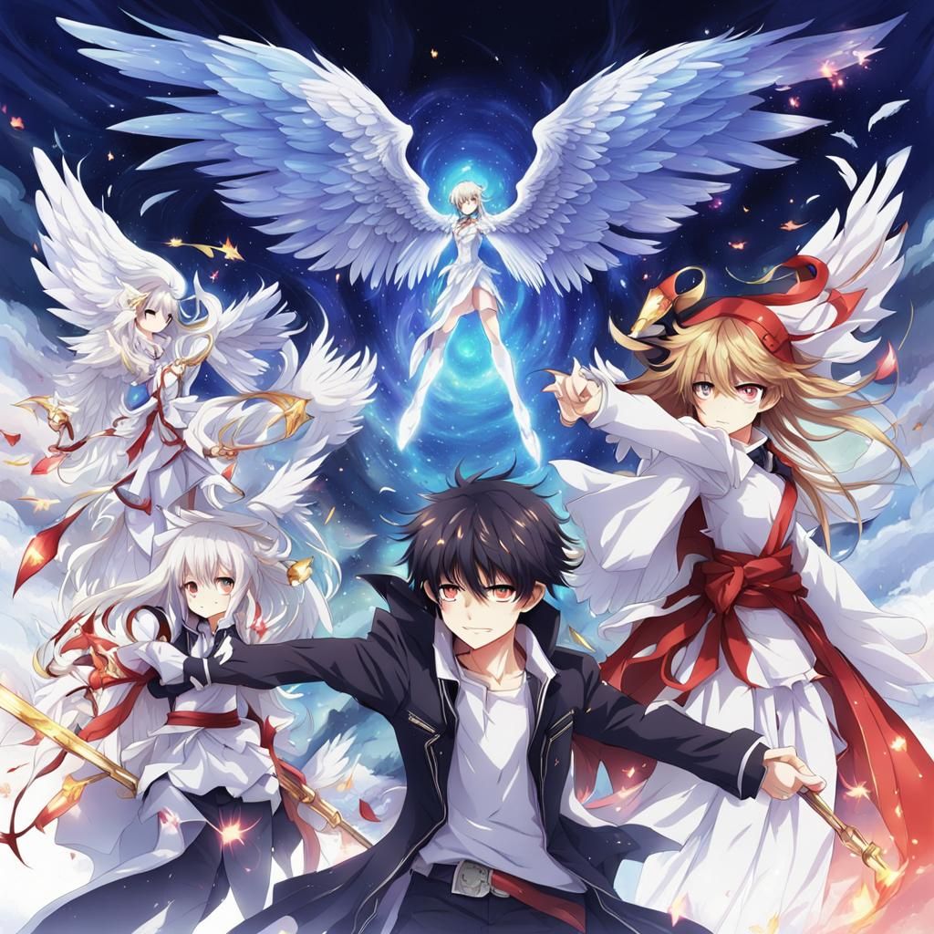 Anime-Style Fusion: Angel, Demon, and Phoenix