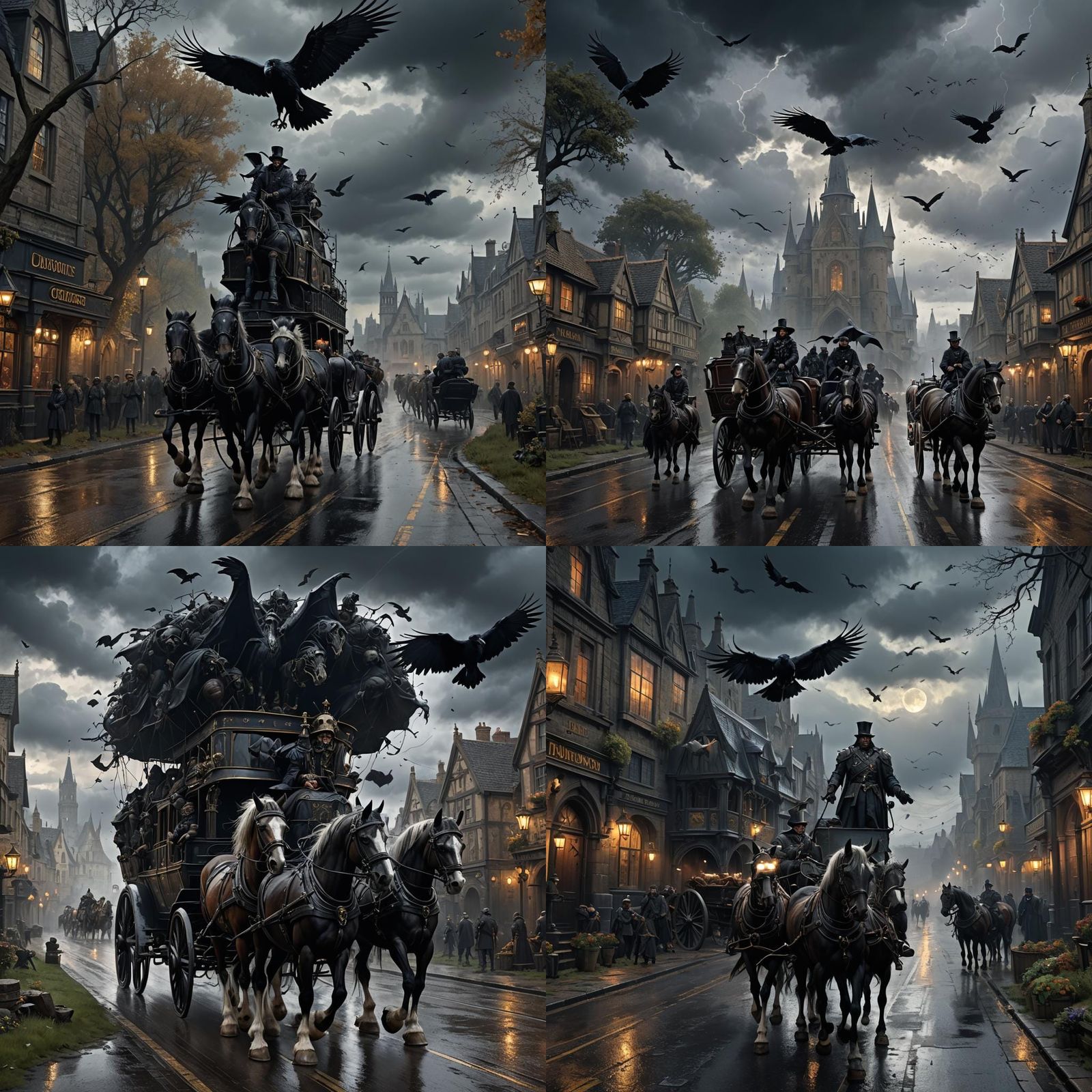 Gothic Coach and Horses in Dark Fantasy Style