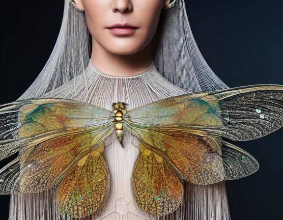 Dragonfly-Human Hybrid in Mycelium Network