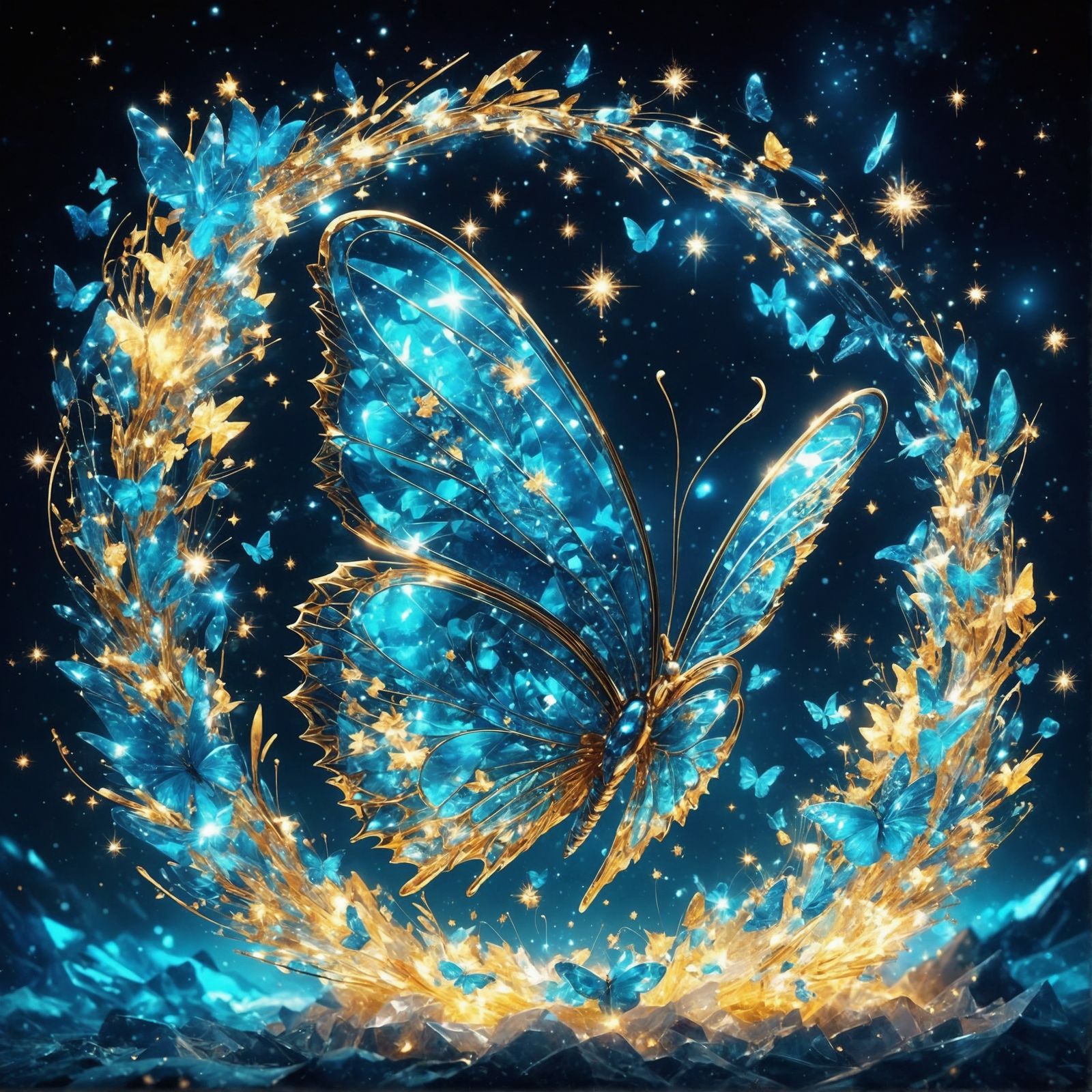 One-Line Butterfly Silhouette with Magic Trail
