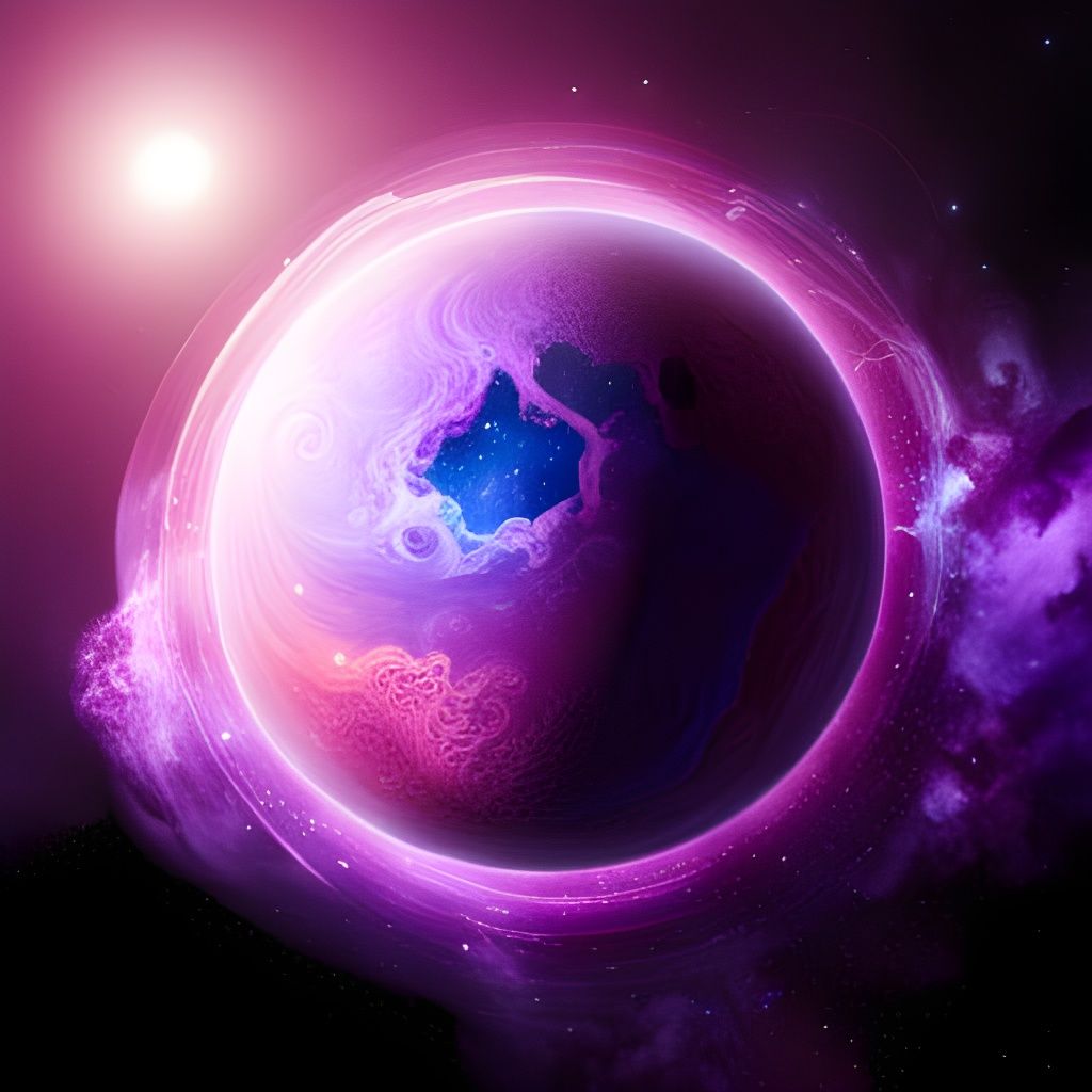 Cosmic Nebula and Blue Planet Digital Painting