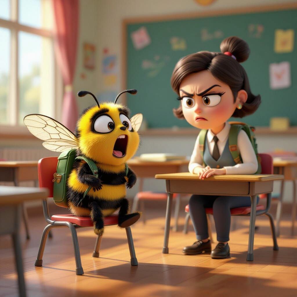 Bumble Bee Yawning in Class: 3D Pixar Animation