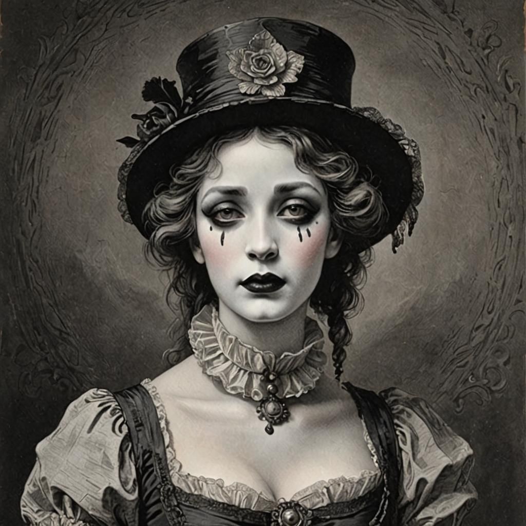 Expressive Mime Artist in Grayscale