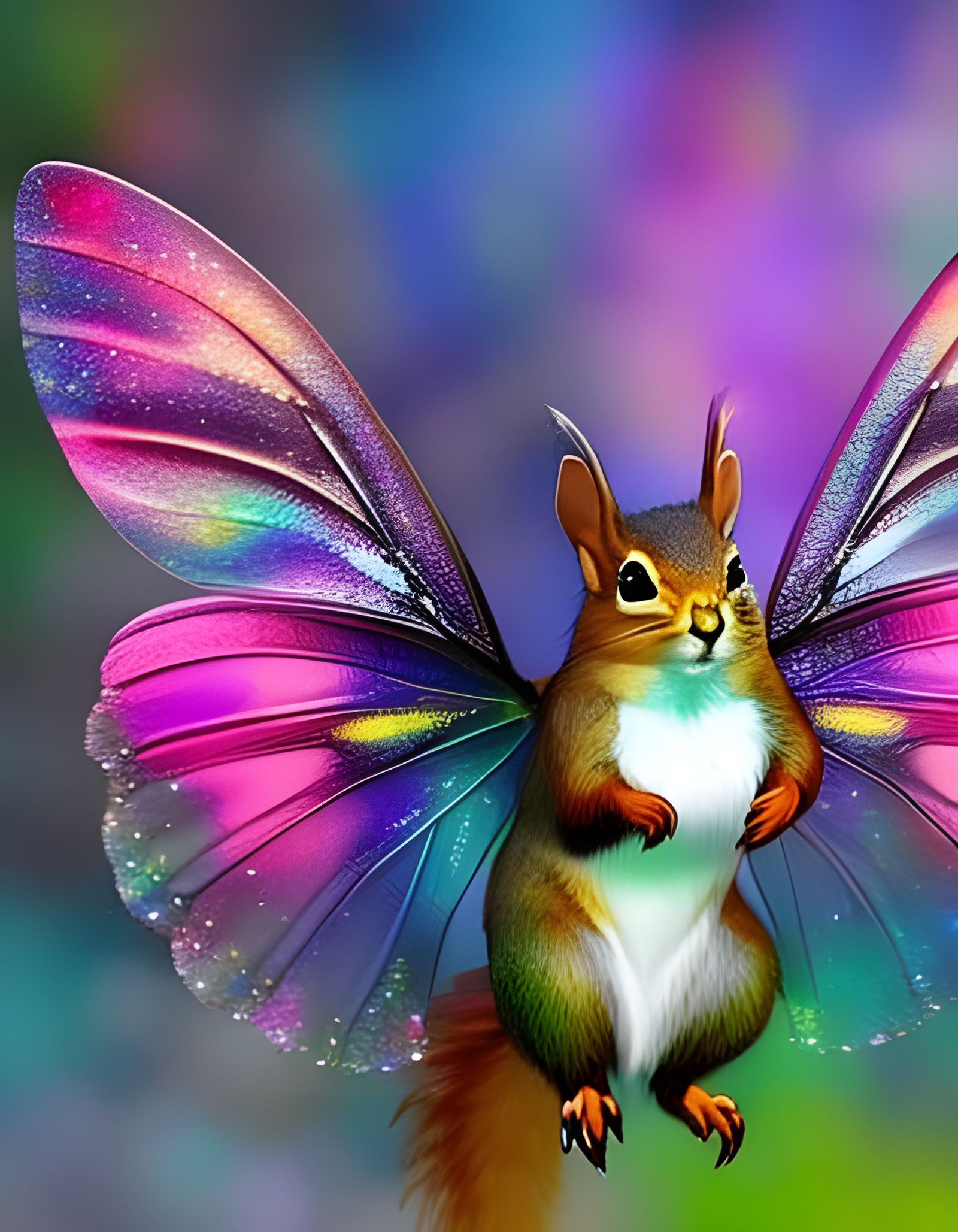 Cute Squirrel Fairy with Butterfly Wings