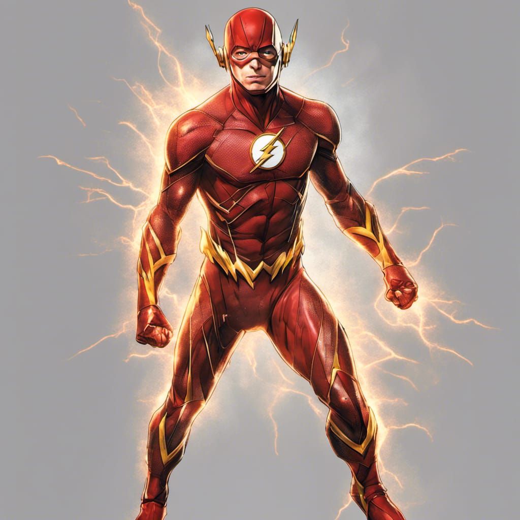 The flash full body portrait, 8k resolution concept art, hyperdetailed, HDR, perfect proportions, comic