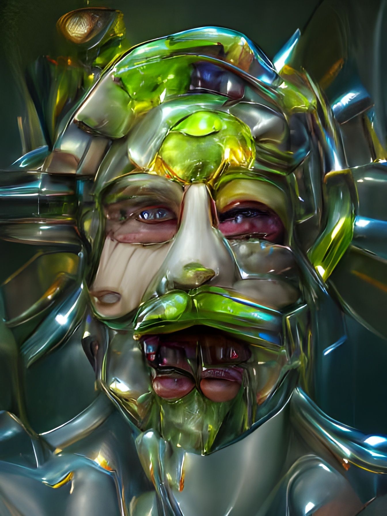 Kaleidoscopic Mirror Man in Glass Palace, Digital Art