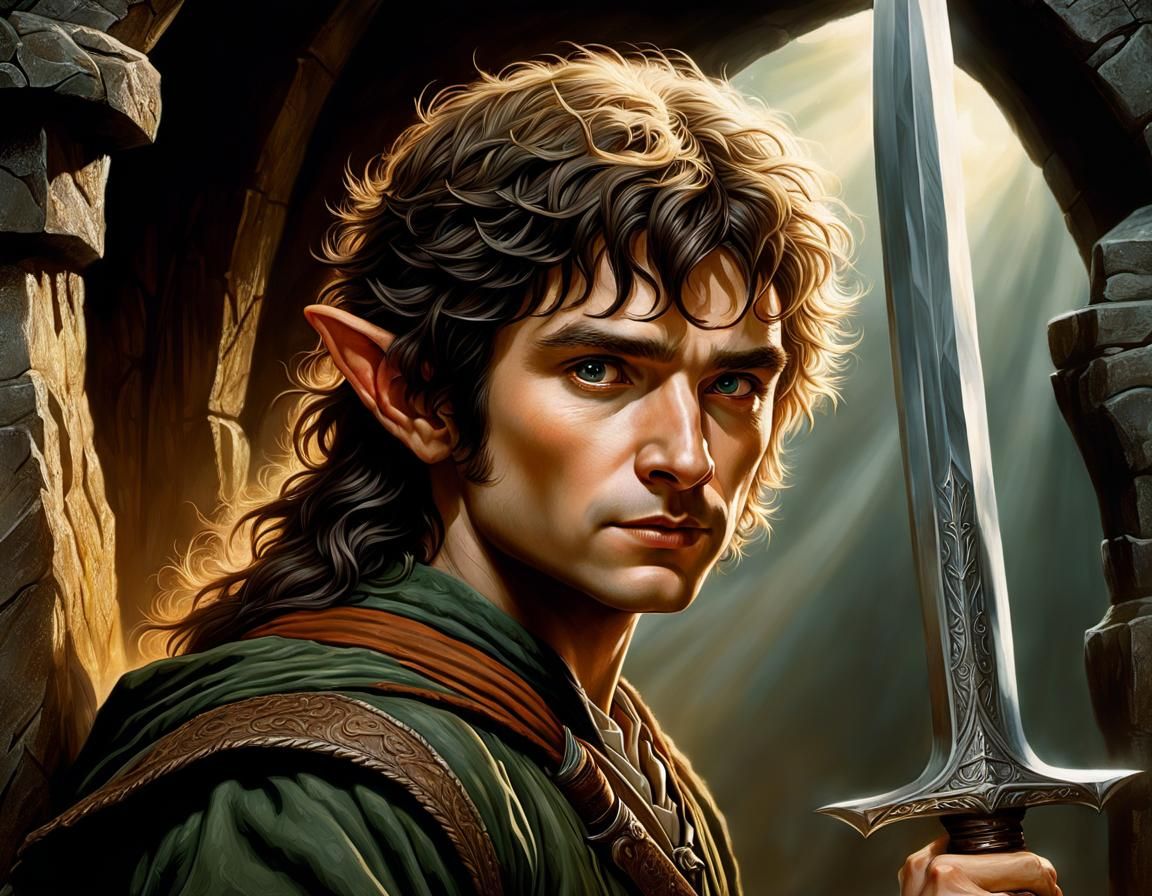 Hobbit's Adventure: Detailed Fantasy Portrait in 8K