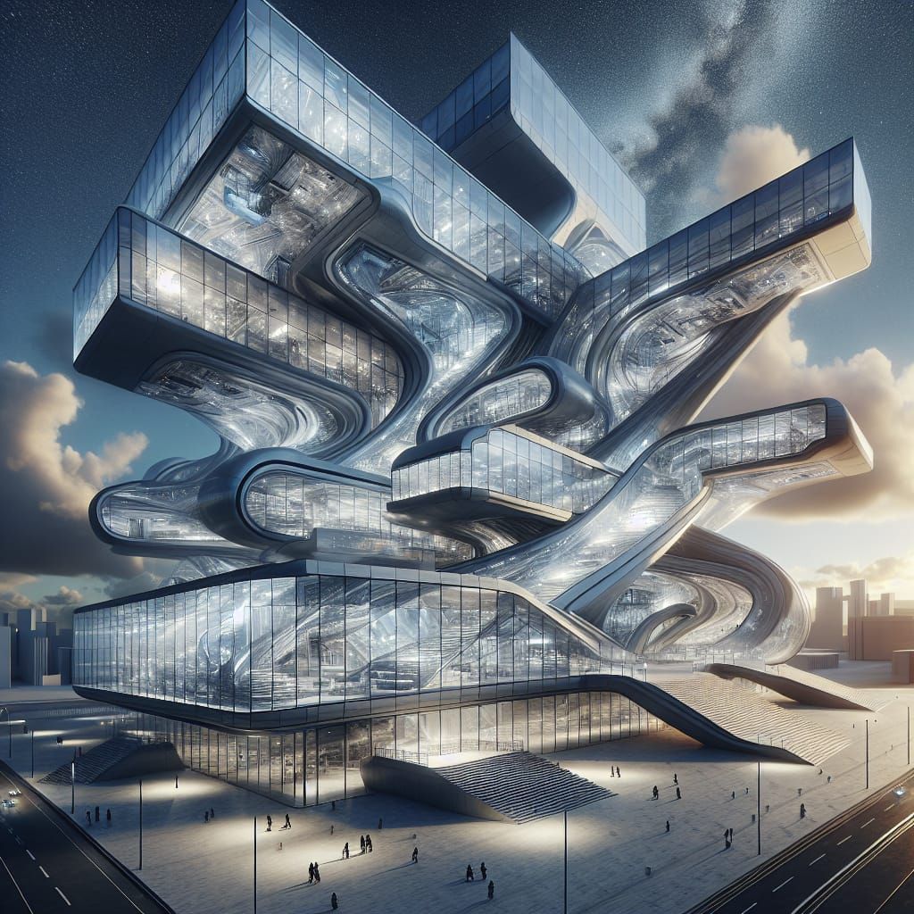 Futuristic Building with Non-Euclidean Design