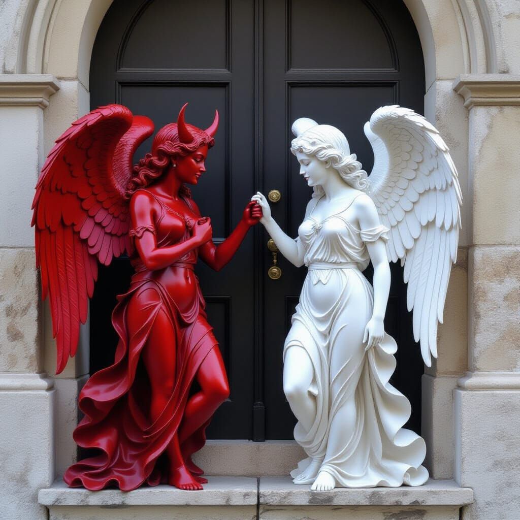 Devil and Angel of Peace in Harmonious Balance