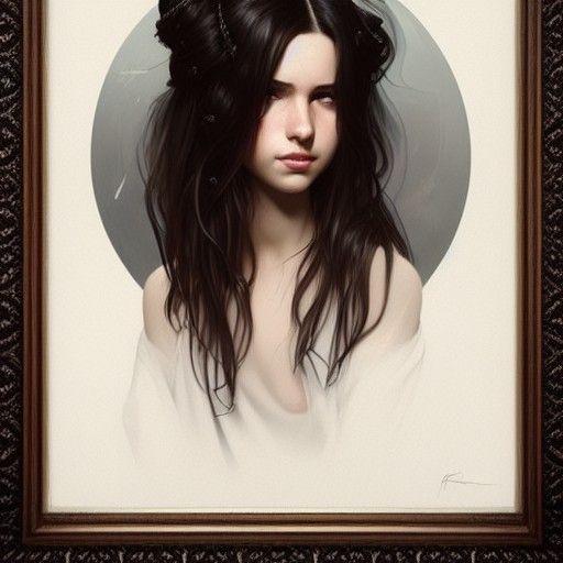 Portrait of a Shy Albanian Girl in Art Nouveau Style