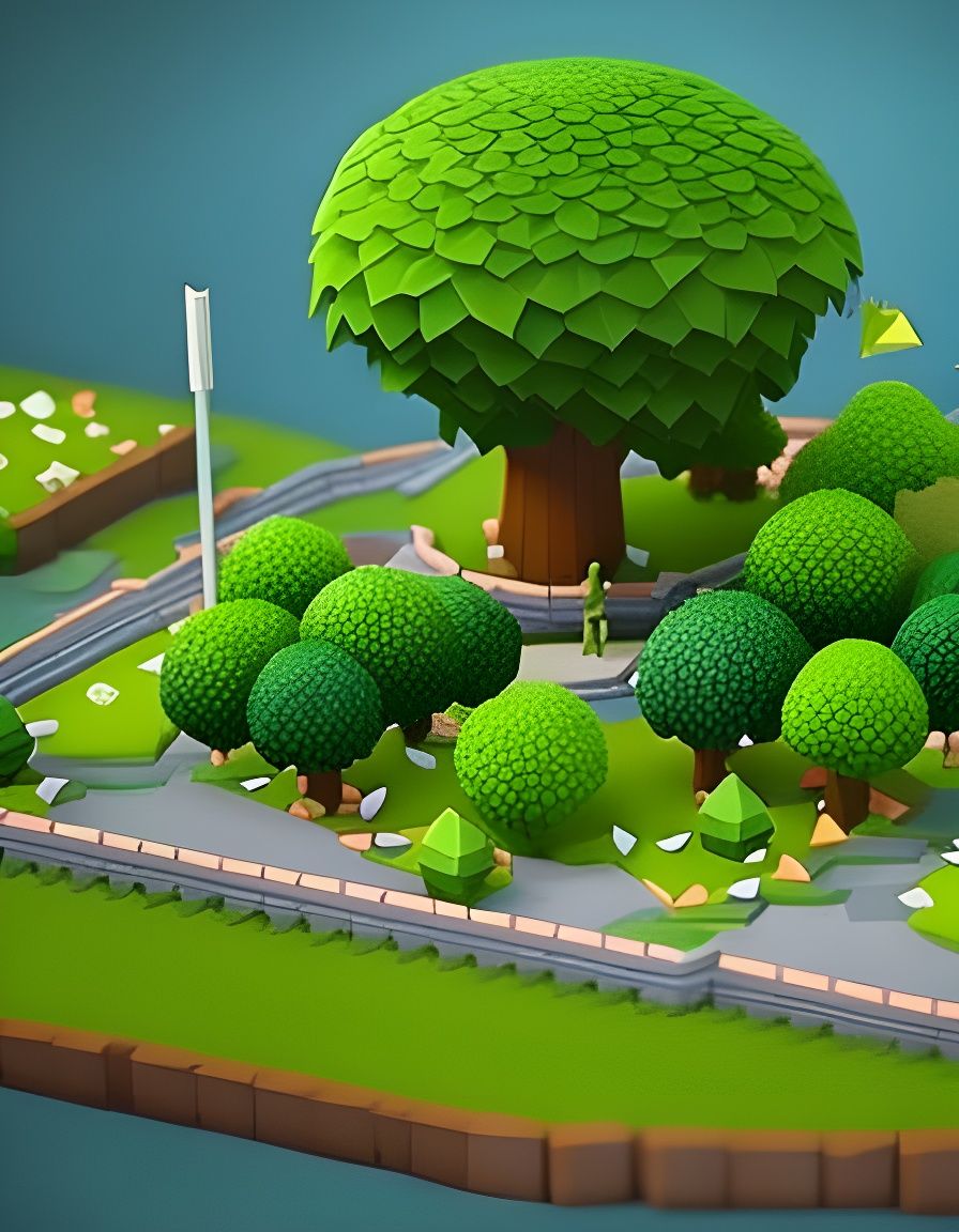 Isometric Low Poly Garden Scene by Chris LaBrooy