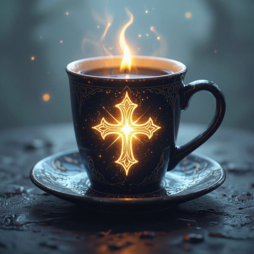 Radiant Holy Symbol Coffee Cup in RPG Style