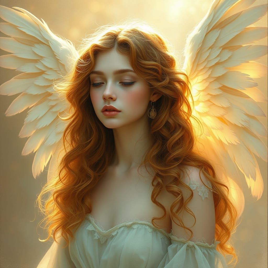 Angel of Hope in Pre-Raphaelite Style