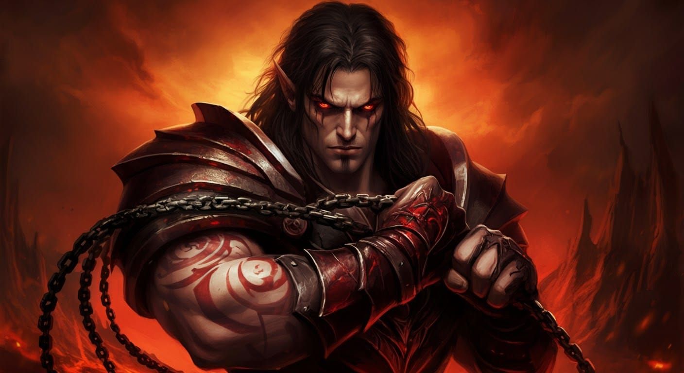 Imposing Demigod with Red Eyes in Tartarus