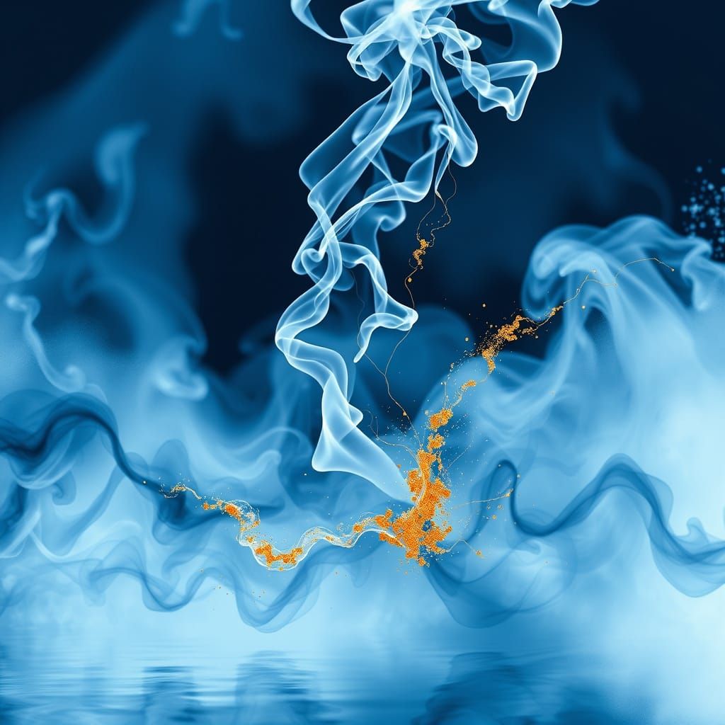 Japanese Water Art Ritual with Ink Diffusion and Smoke