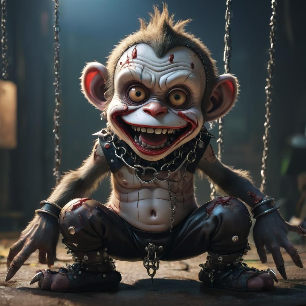 Zombie Monkey Clown Child in Anime Style