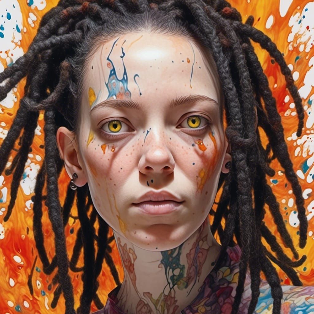 Vibrant Woman with Dreads: a Digital Art Portrait