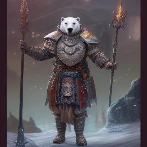Polar Bearfolk Paladin in Runic Armor
