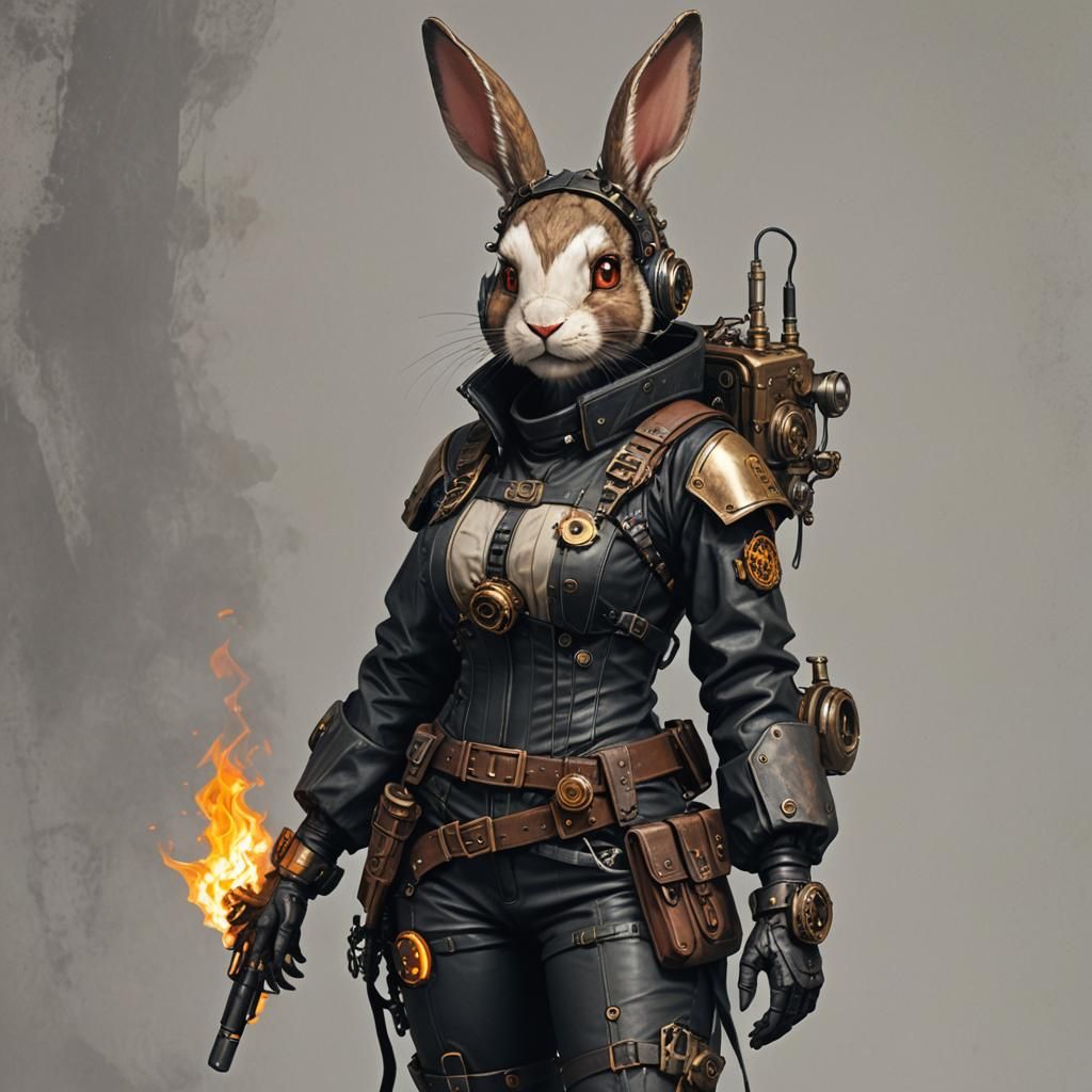 Cyberpunk Steampunk Pyromaniac Female Bunny
