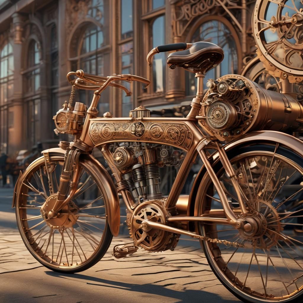 Art Deco Steampunk Bicycle Concept Art