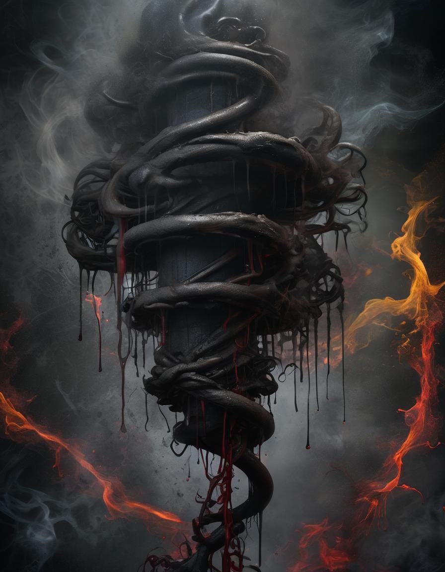 Abstract Spiral of Dripping Tendrils and Smoke