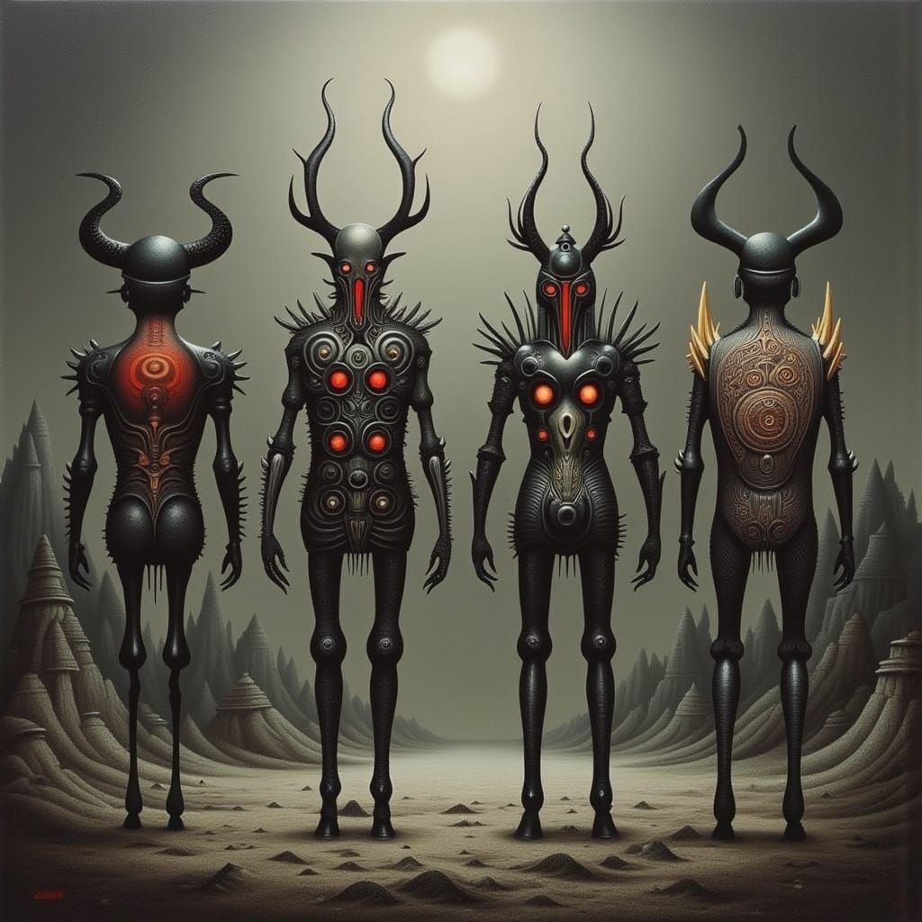 The 4 Hornsmen of Apocalypse in Surreal Style