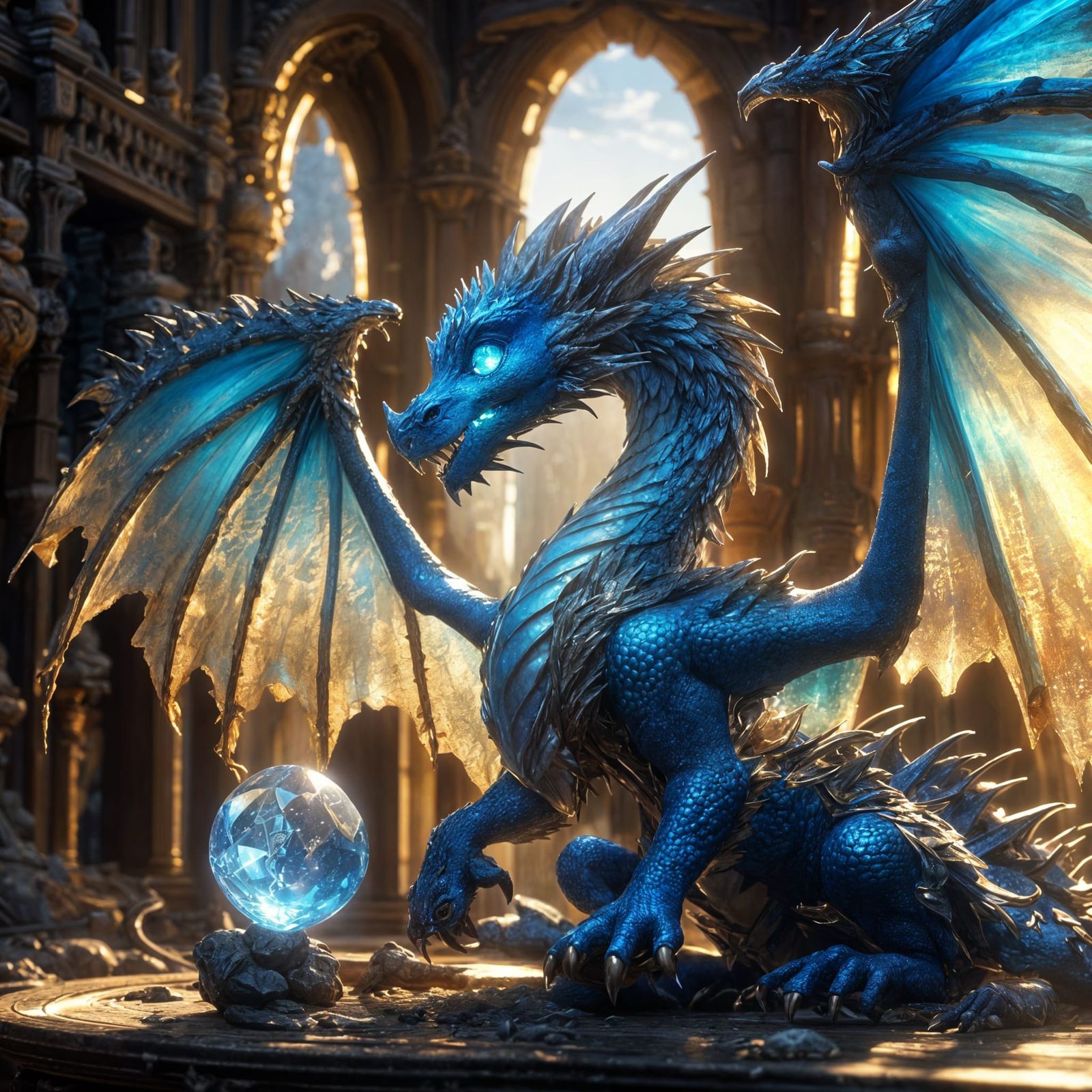 Adorable Dragon Tapping a Luminescent Heart in Anime Style
