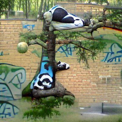 Street Art: Panda Sleeping on a Tree Mural