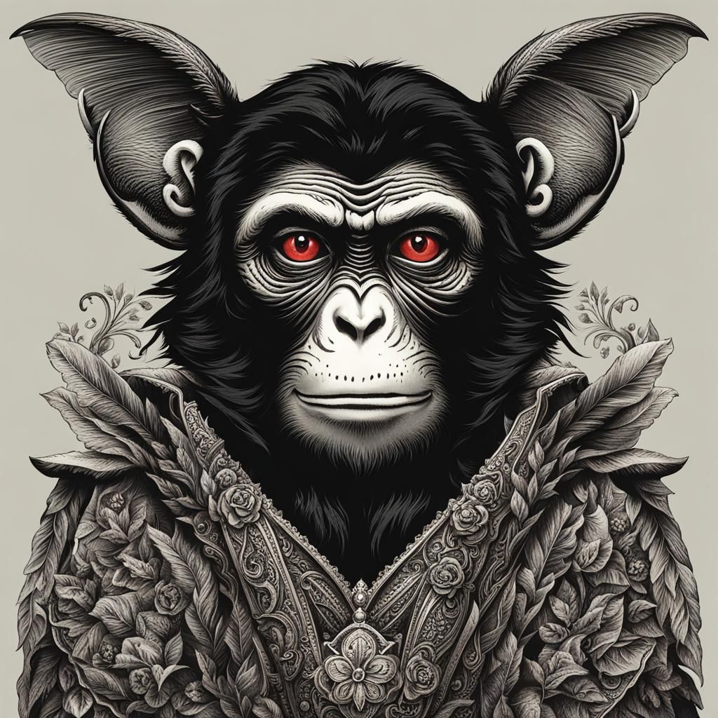 Half Angel Half Devil Monkey