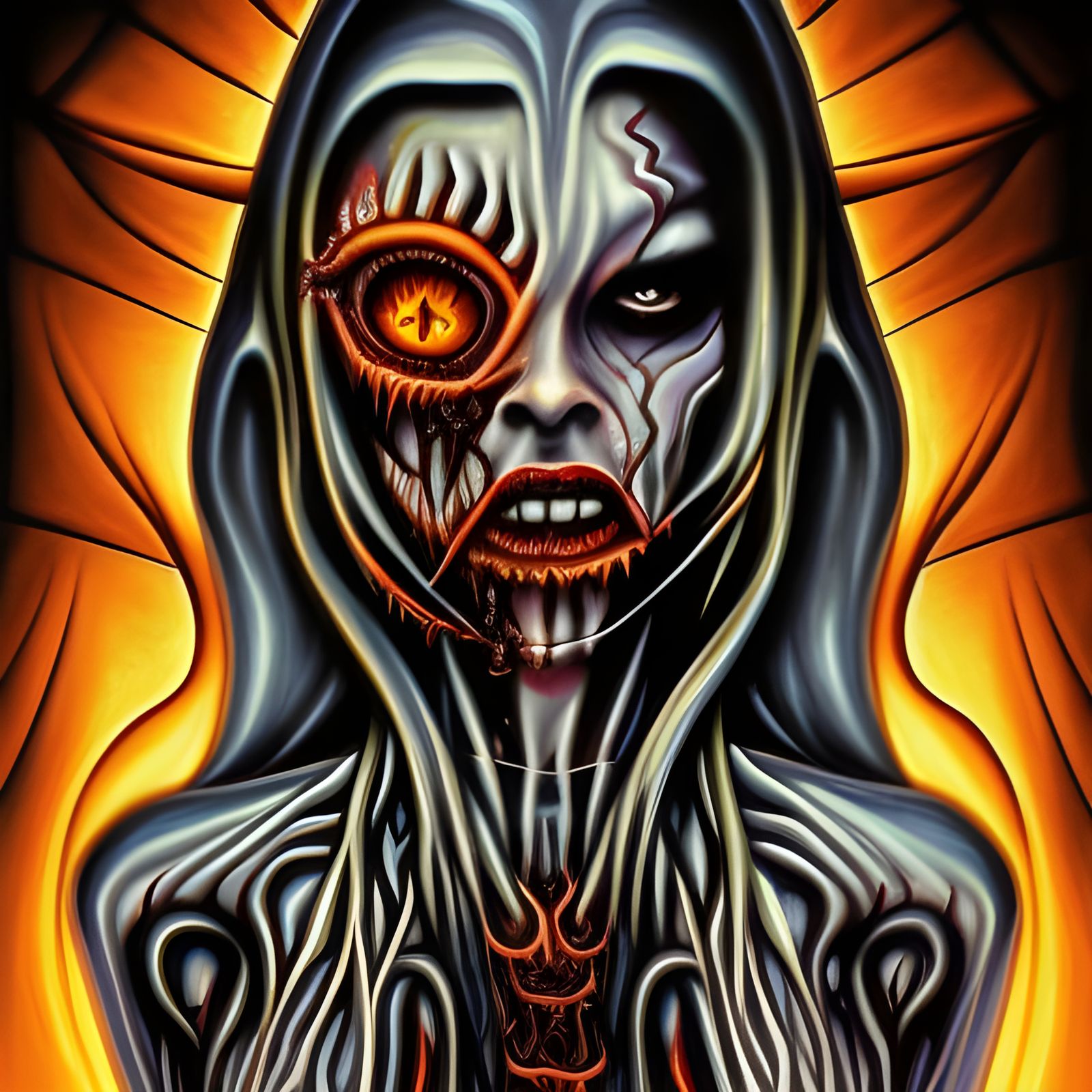 Undead Rogue on Burning Crypt: Digital Art