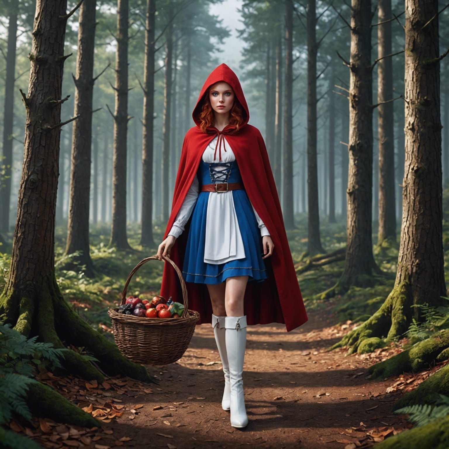 Red Riding Hood in a Detailed Matte Painting