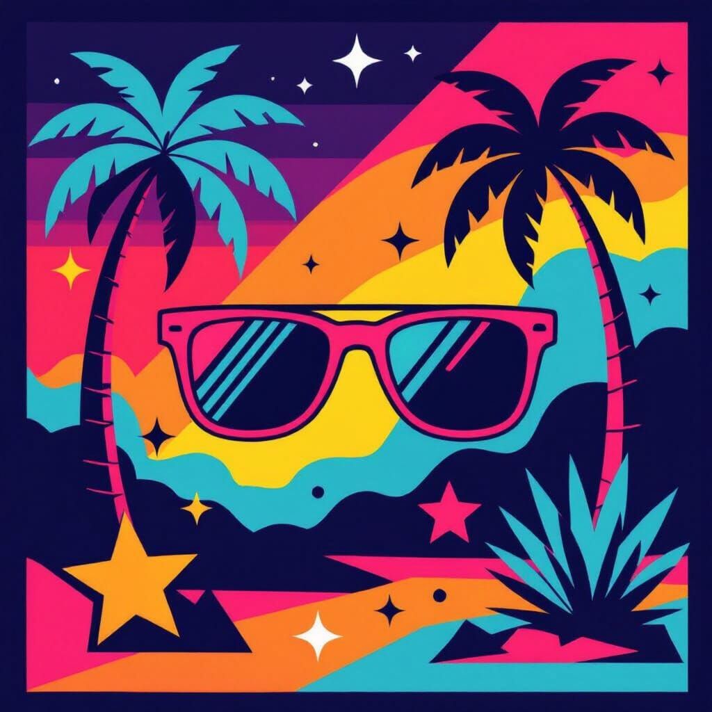 Retro Pop Art Poster With 80s Icons