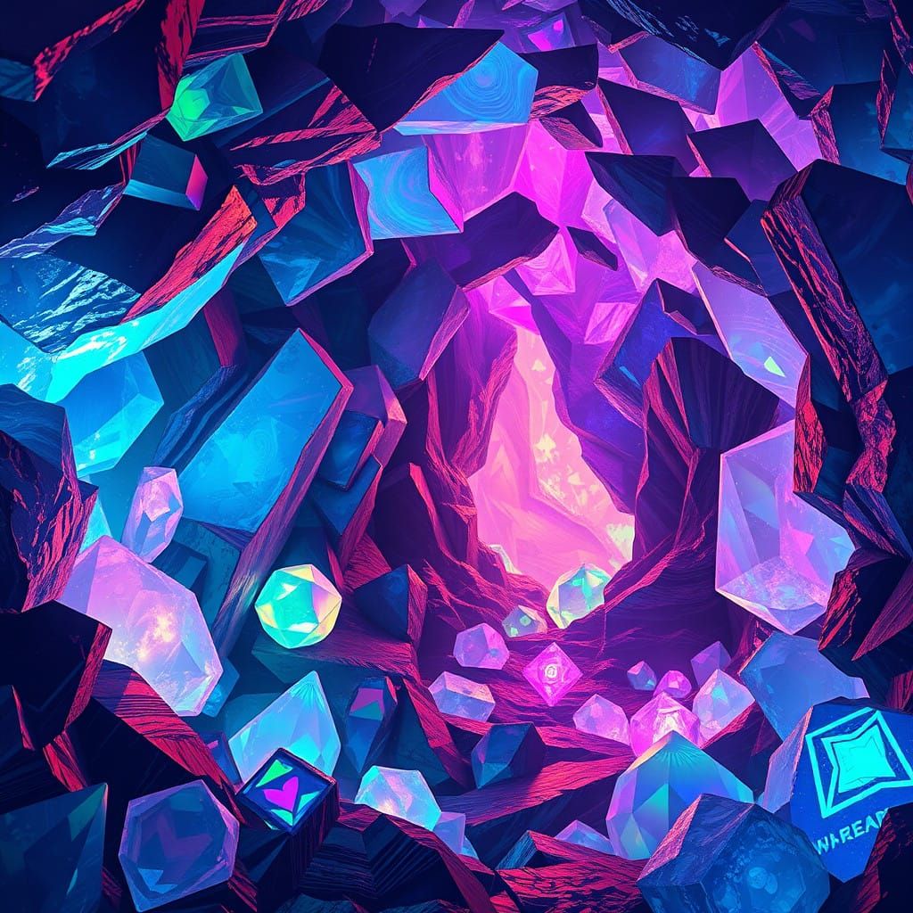 Mystical Emerald Crystal Cave in Vibrant Unrealistic Detail