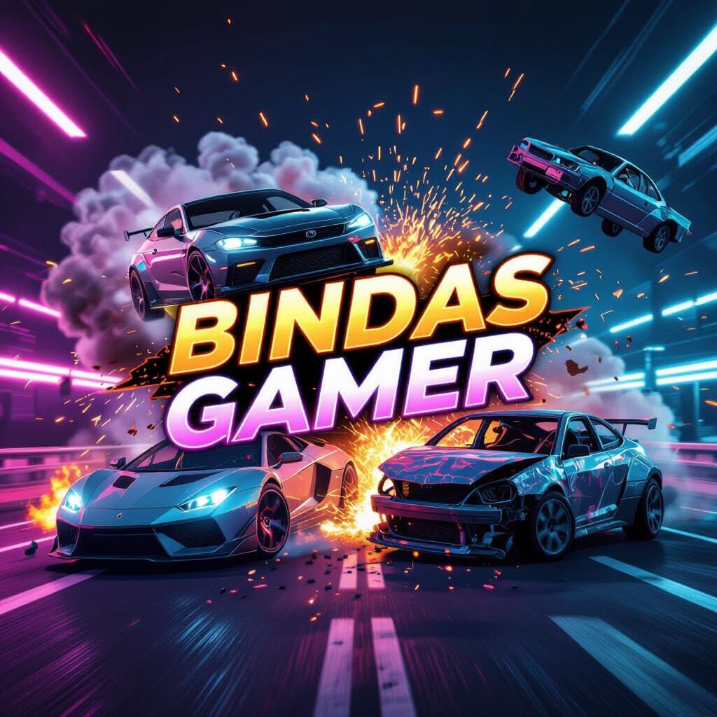 BeamNG.drive YouTube Banner: Epic Car Crash & Neon Highway