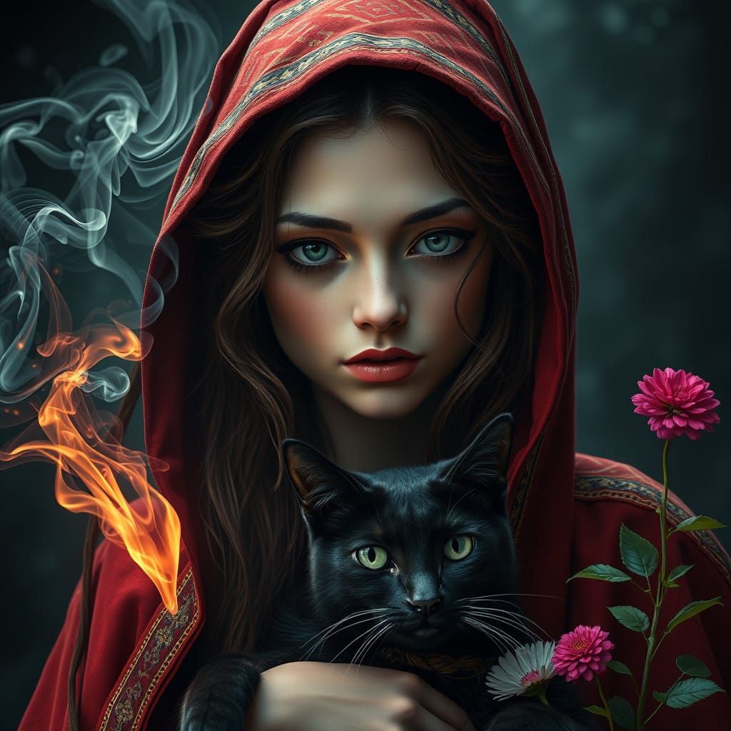 Enchanted Potion Making in Mid-Air with Vibrant Fumes and a...