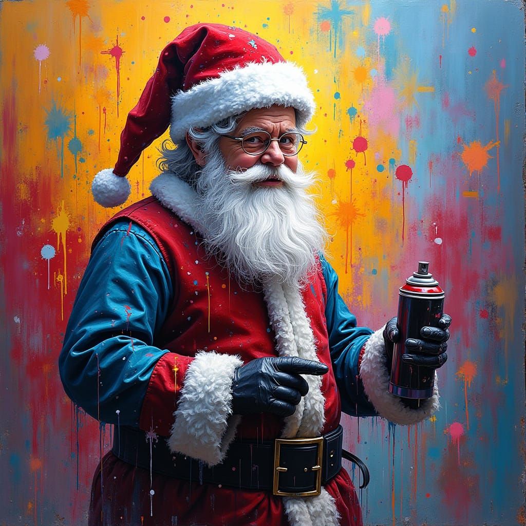 Vibrant Christmas Street Art in High Contrast Colors