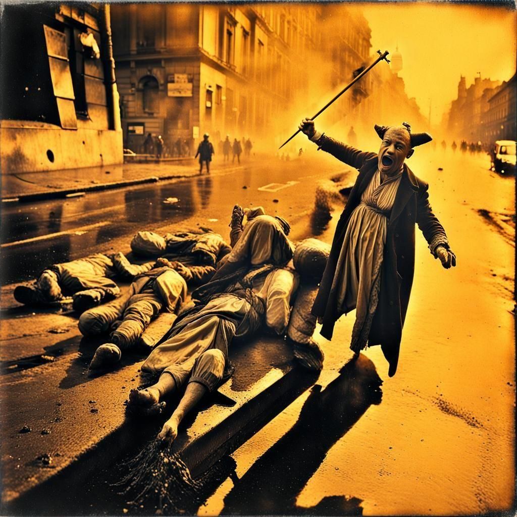 Surreal Horror: Melting Wax Figure Protest