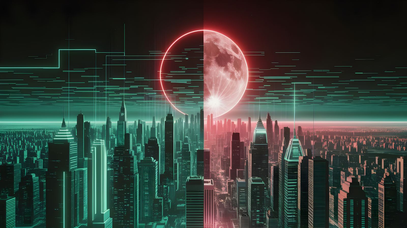 Neon Cityscape Between Digital and Tangible Realms