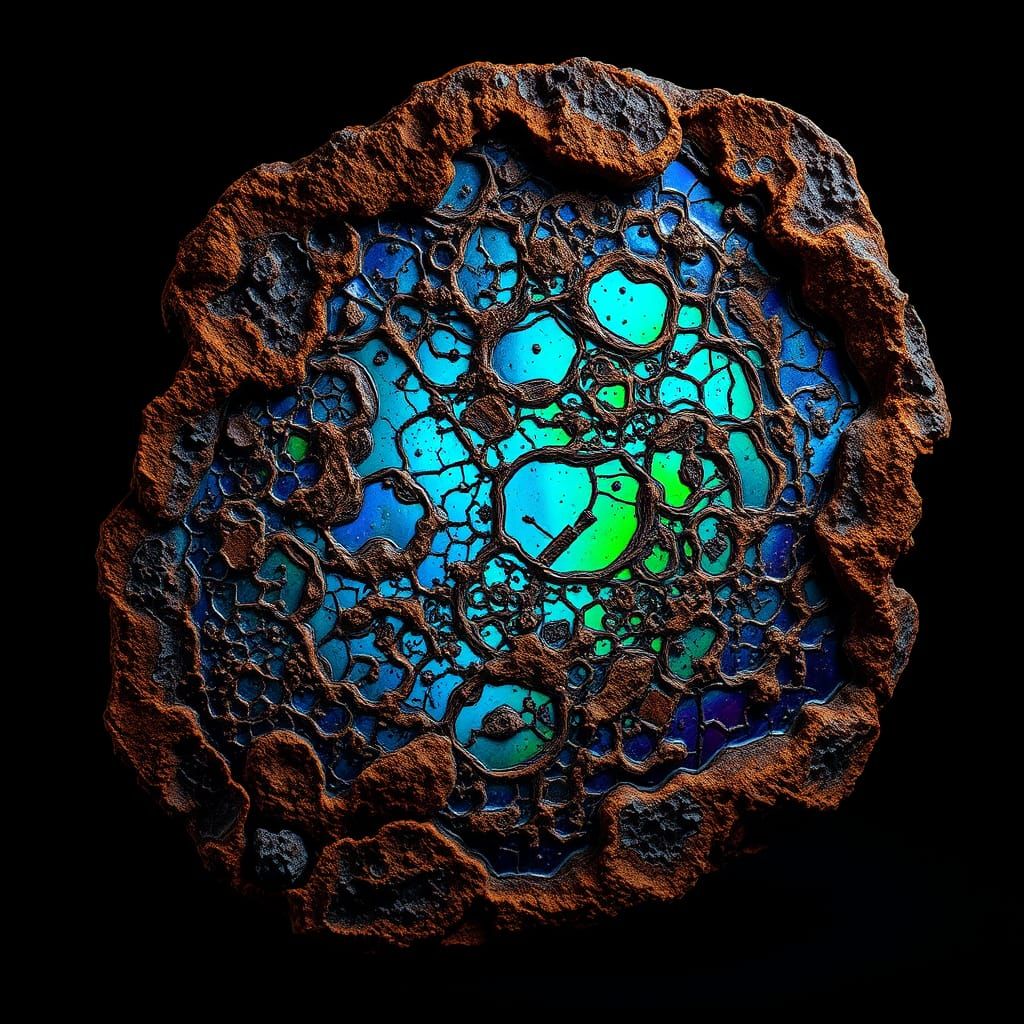 Iridescent Peacock Ore Specimen in Abstract Style