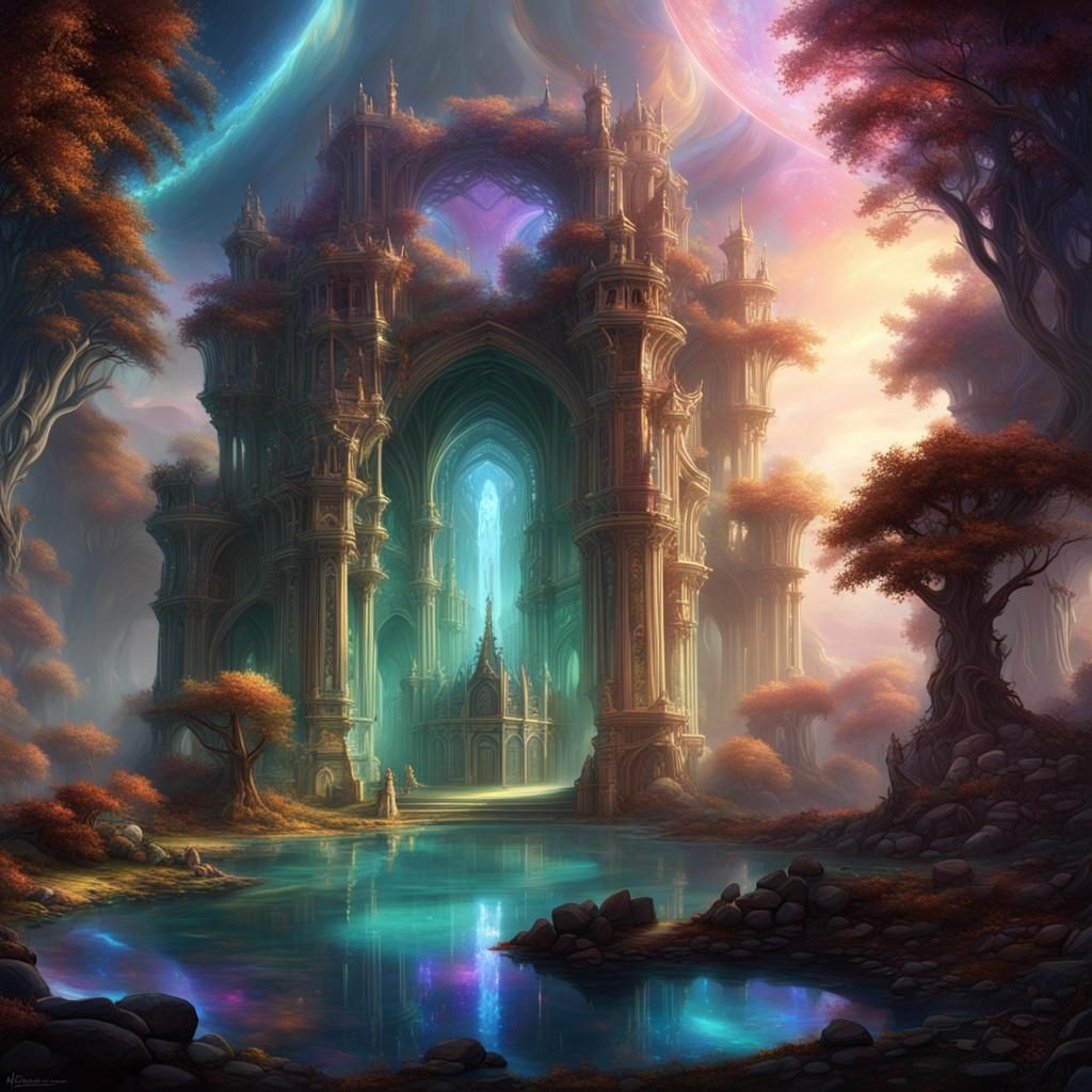 Mystical Celestial Sanctuary: Fantasy Concept Art
