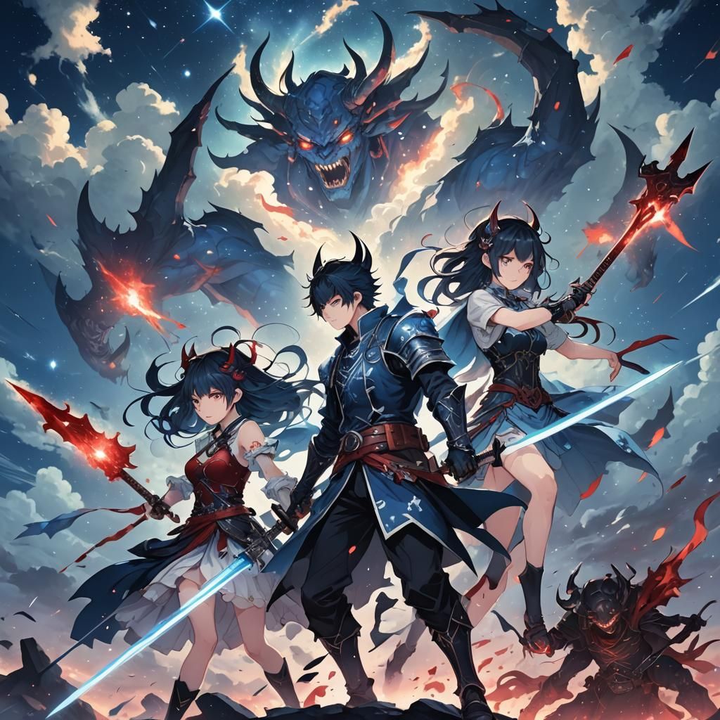 Demonic Anime Battle in Starry Sky