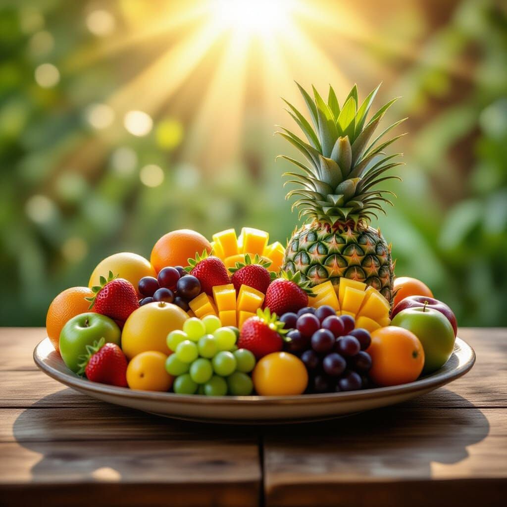 Vibrant Fruit Plate in Art Nouveau Style