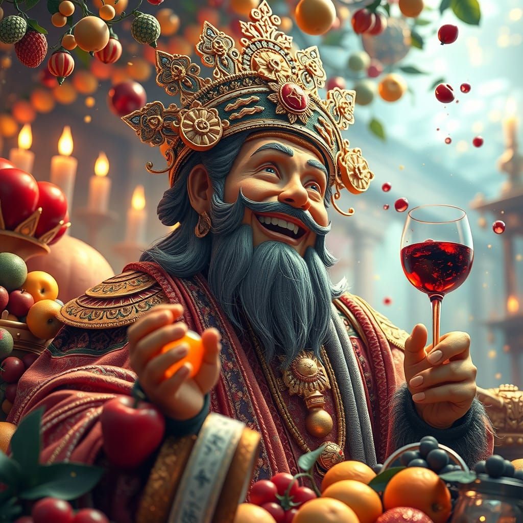 Vibrant Indie God of Abundance in Cyberpunk Anime Style