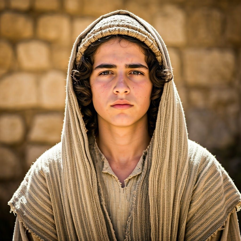 A Young Hebrew Hasidic Boy's Enigmatic Gaze in Golden Hour