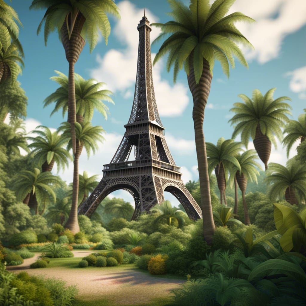 Eiffel Tower Transformed by Tropical Overgrowth