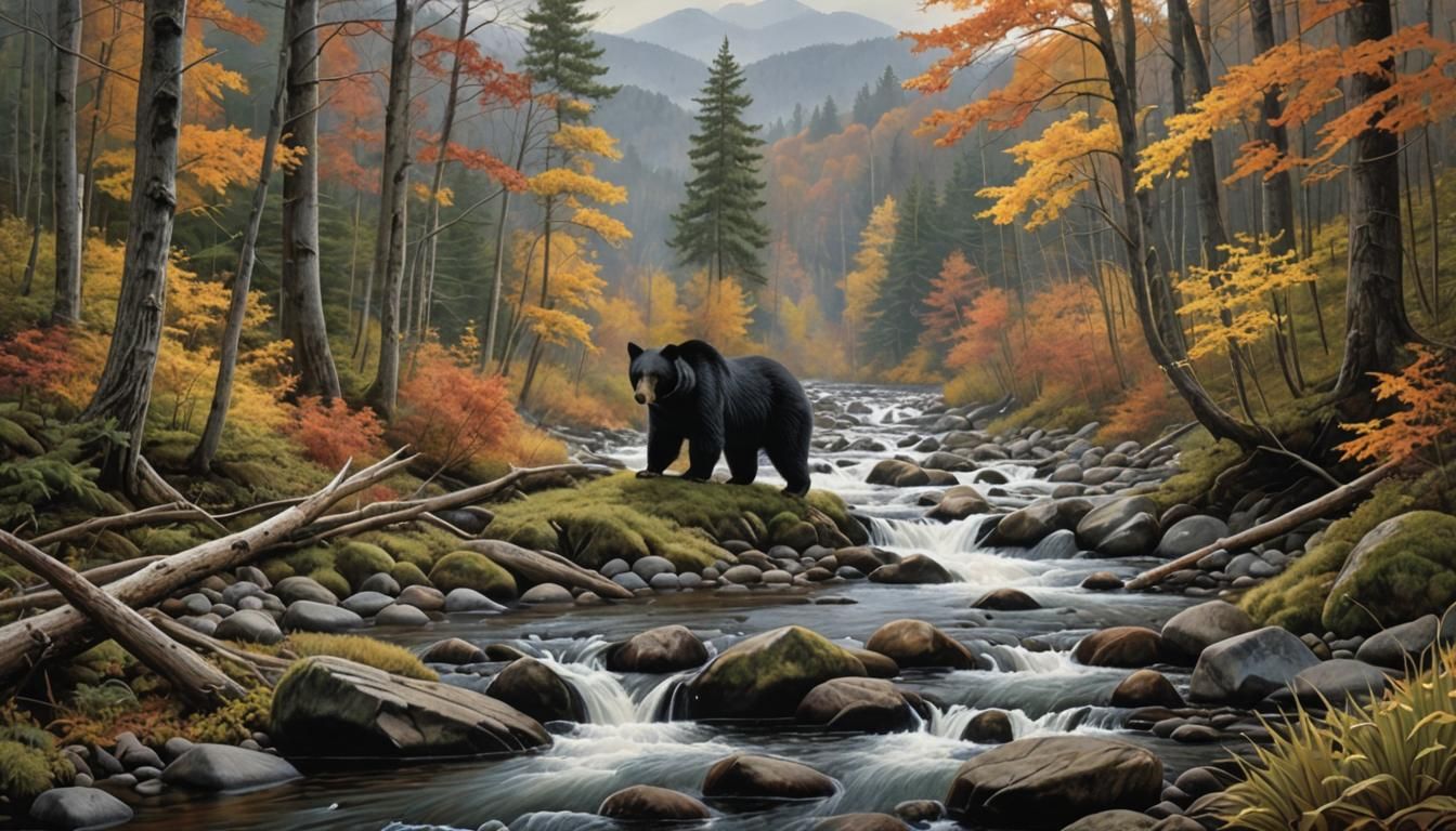 Smoky Mountains Landscape with Black Bear