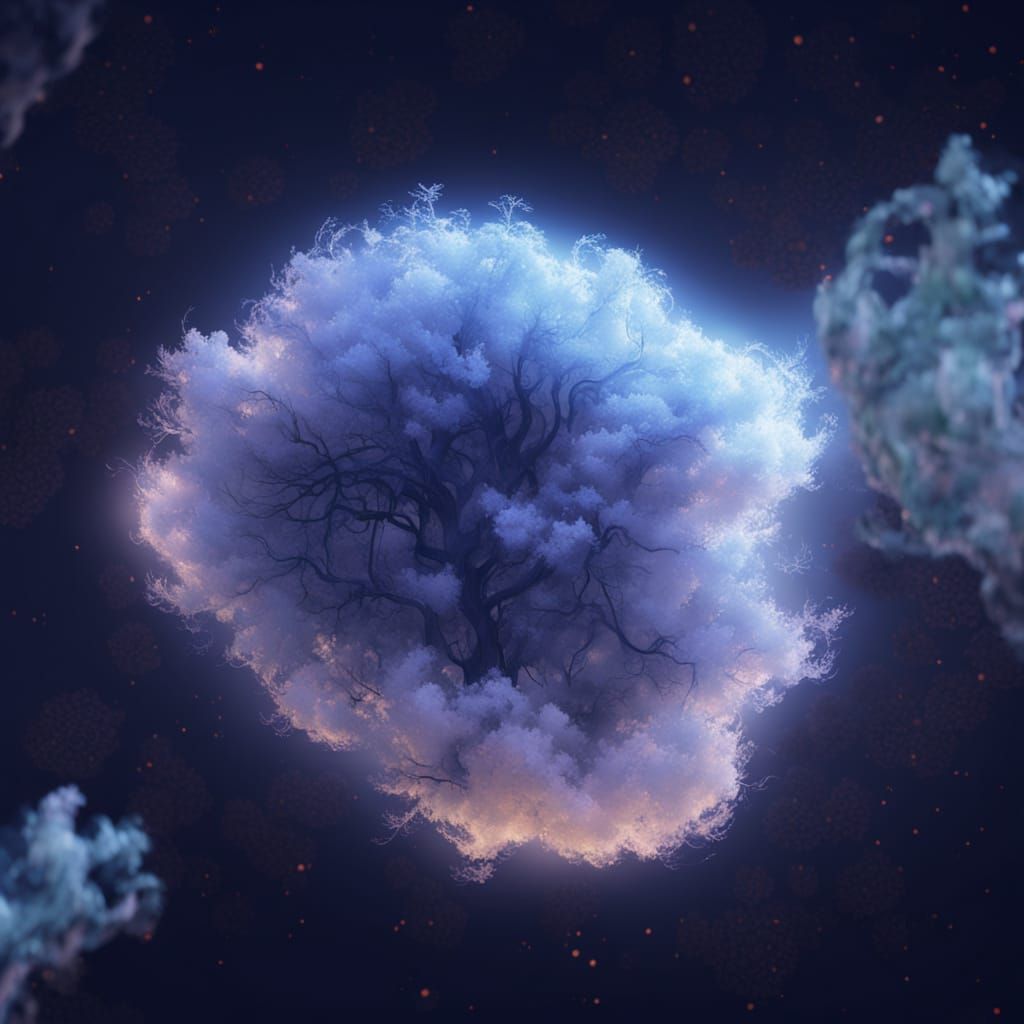 Alien Tree with Glowing Roots, a Sci-Fi Digital Painting