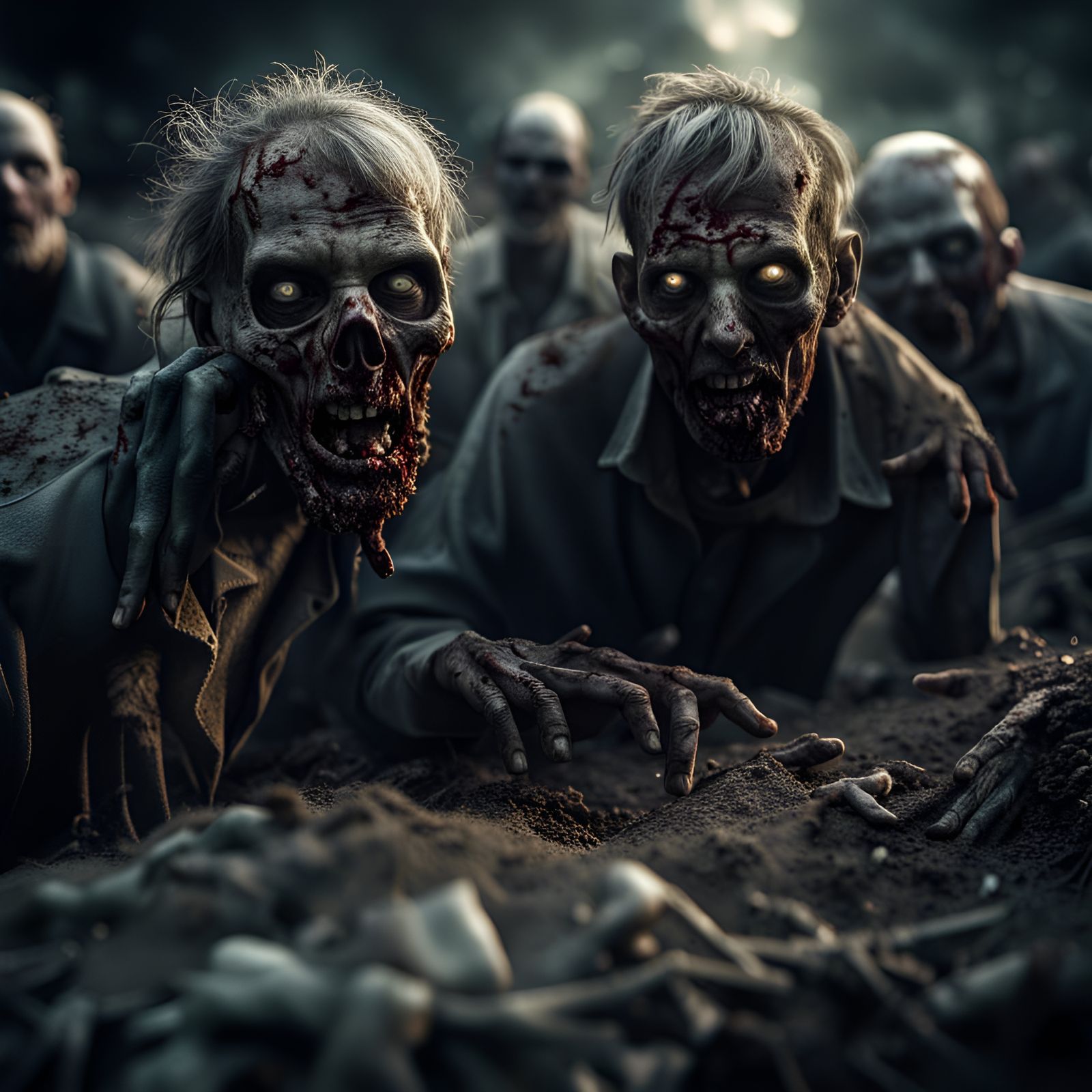 Hyperrealistic Zombies Emerge from Graves
