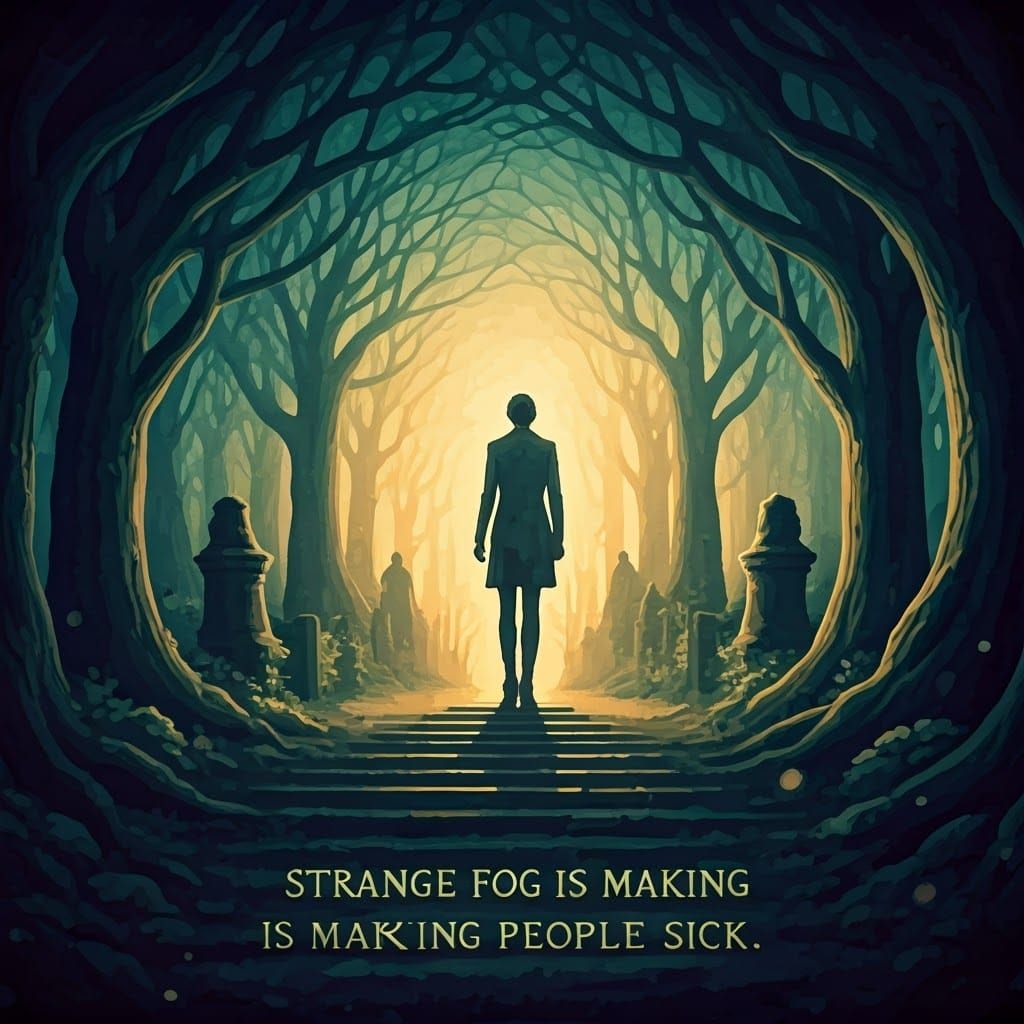 Whispers in the Dark Fog, a Vintage Watercolor