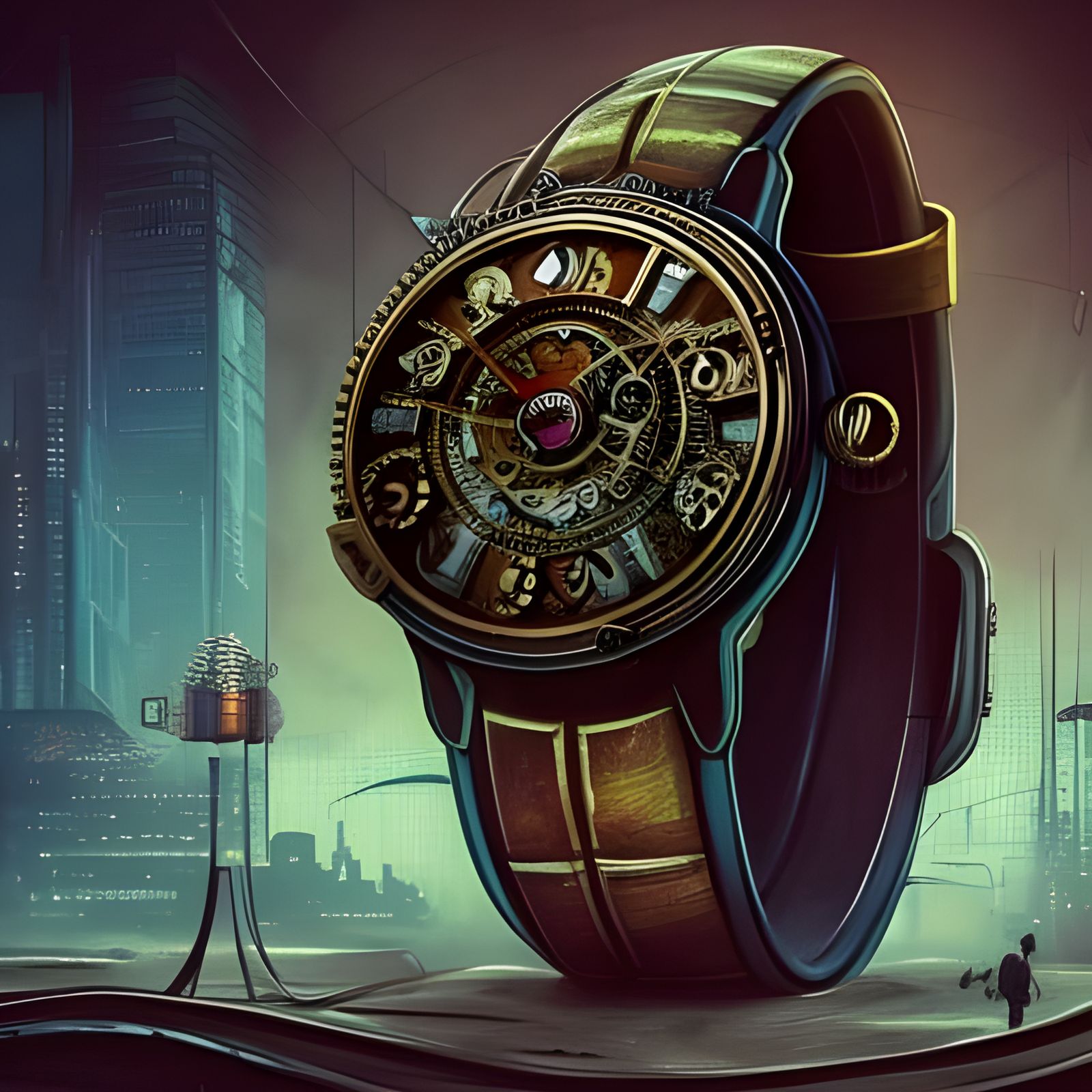 Steampunk Clockwork Sphere in Cyberpunk Style
